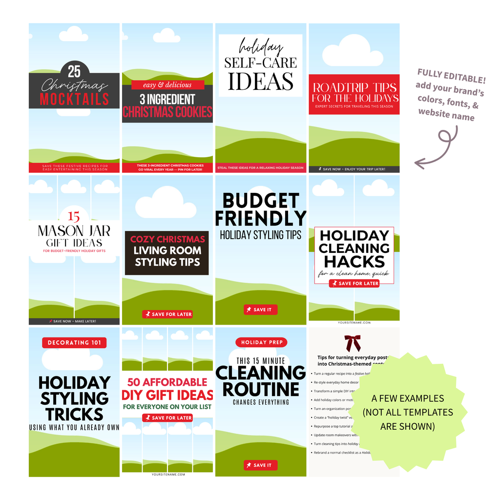 Holiday Pinterest Pin Template Pack (Editable in Canva)