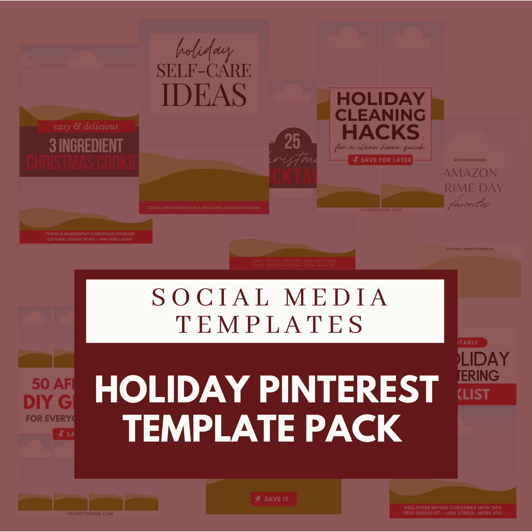 Holiday Pinterest Pin Template Pack (Editable in Canva)